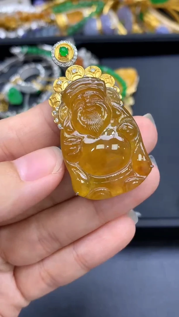 颈饰18K金镶嵌翡翠843-中国好珍宝