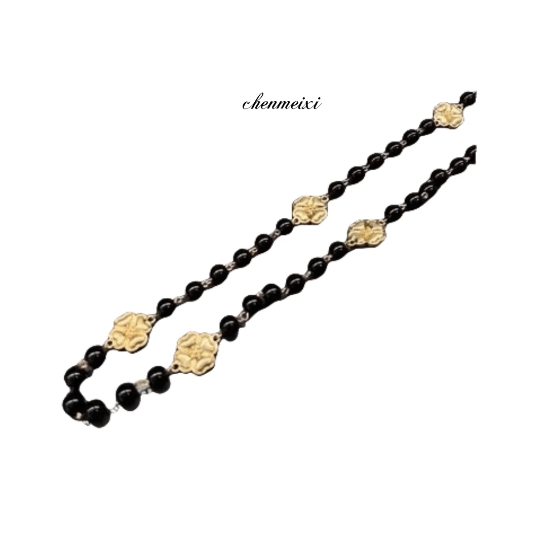 合金琉璃项链 合金玻璃项链 陈美羲【饰品】中古做旧珠子花朵项链