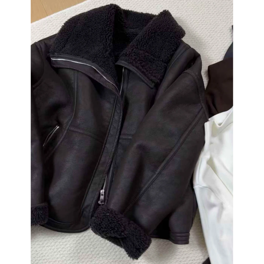 TY8 【过冬皮衣】又暖又软！一件可以过冬的酷飒感哑光皮衣（衣长57）