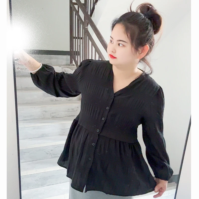 【早春新品】小清新孕妇装韩版洋气V领哺乳衬衣宽松遮肚娃娃衫上衣