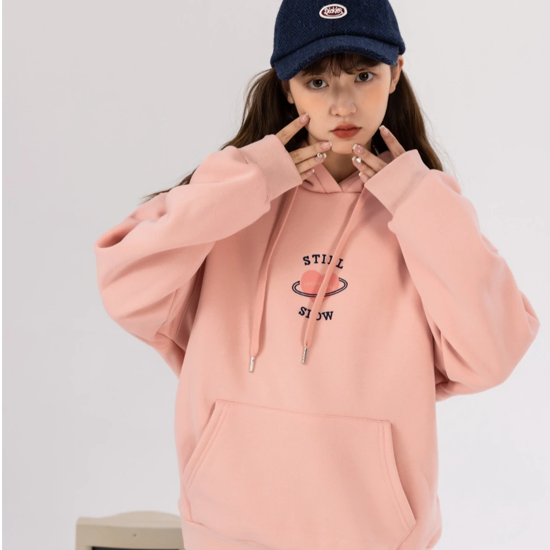 65918高端专享老林家天花板加绒连帽卫衣西瓜红