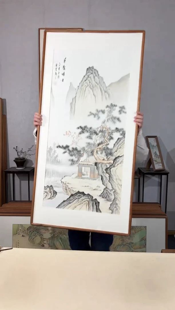 国画手绘*草庐雅士*62*122cm带框发货