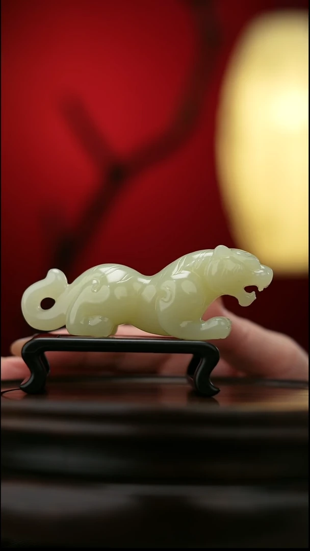 玉【虎虎生威】天然玉手把件