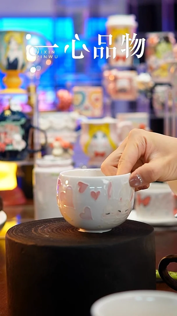 杯子瓷102-17景德镇手工手绘杯子摆件