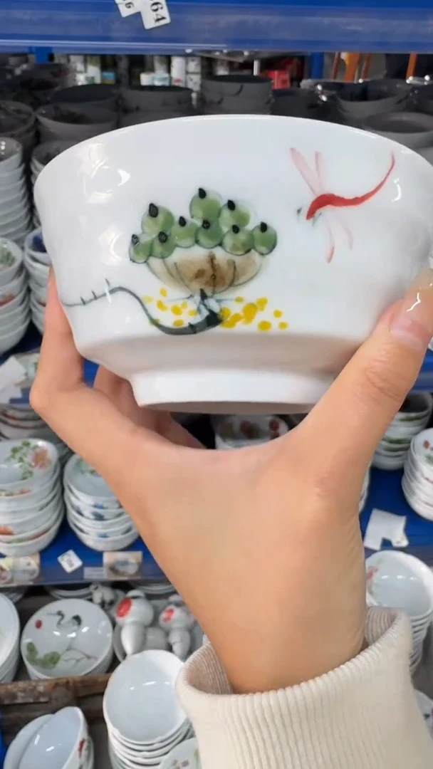 瓷片景德镇高温陶瓷食品级手绘釉中彩-墩墩碗