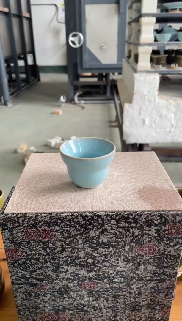 杯天青釉 葫芦杯 微瑕