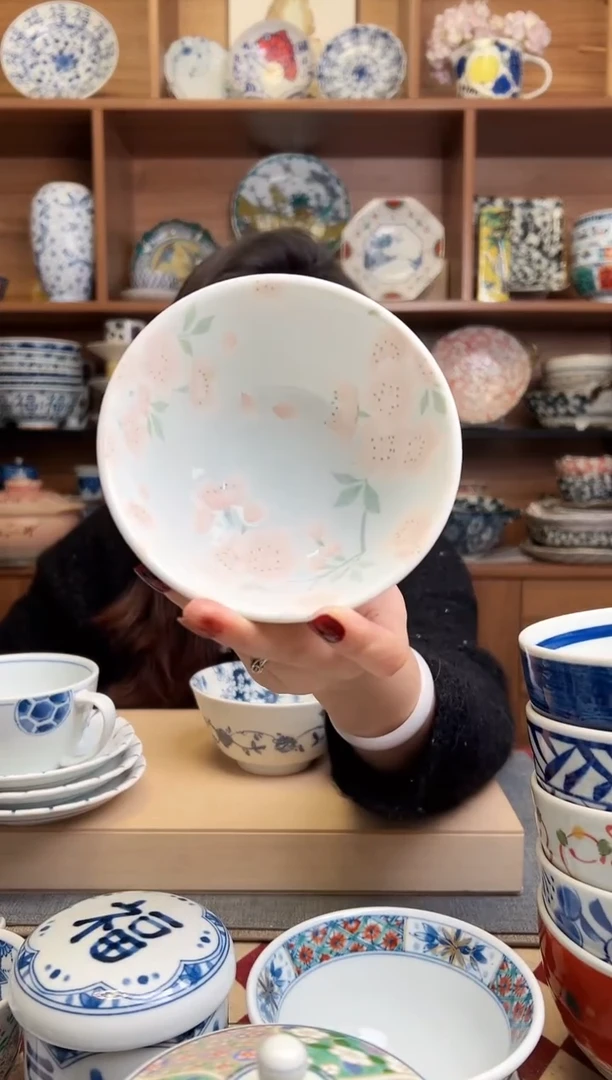 【微瑕】有古窑蓝樱12cm中饭碗