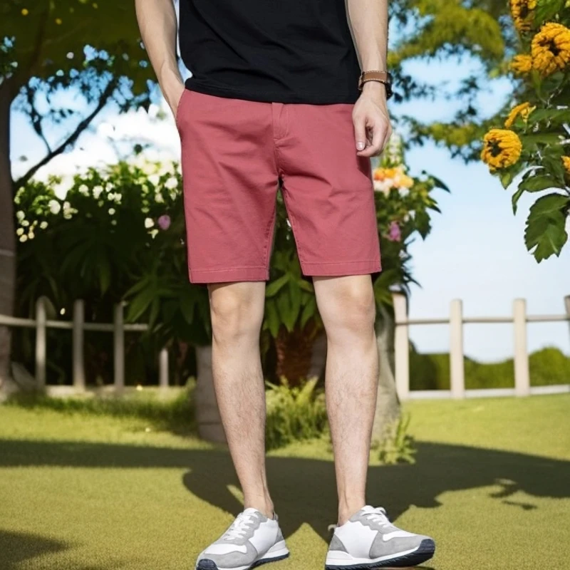 夏季薄款短裤男士2025年新品纯色修身直筒外穿百搭时尚潮流休闲裤