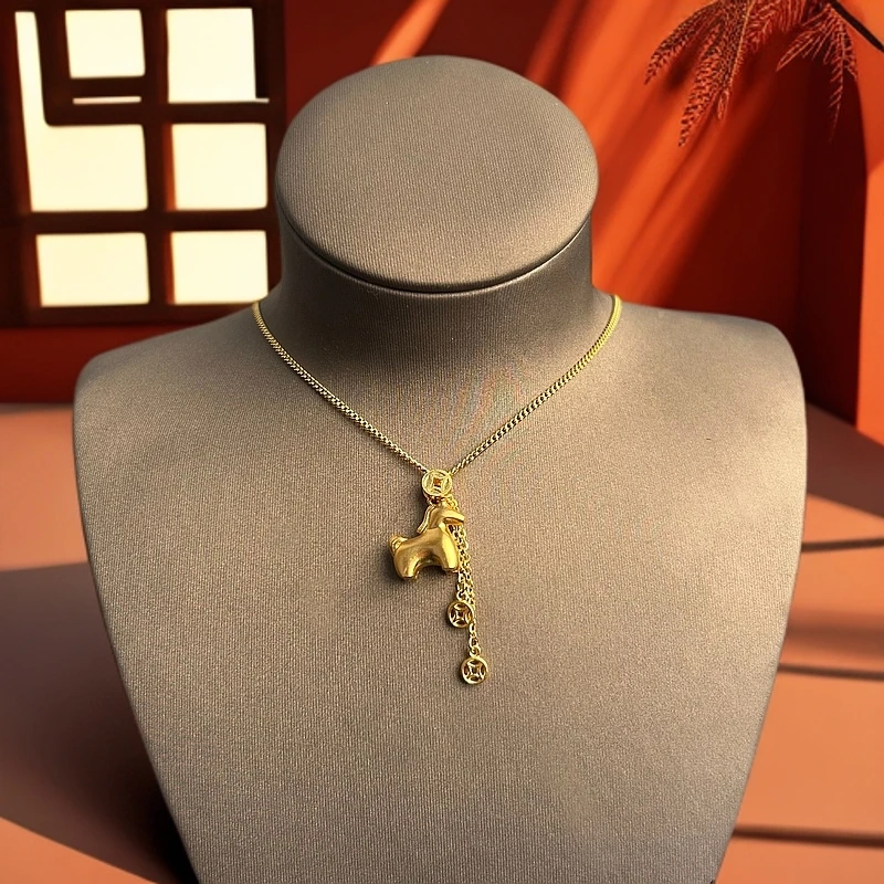 足金999真金纯黄金5G小马儿吊坠