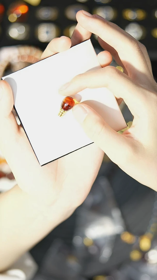 【闪购商品】琥珀裸石银S925镶嵌红蓝三通2.5大孔