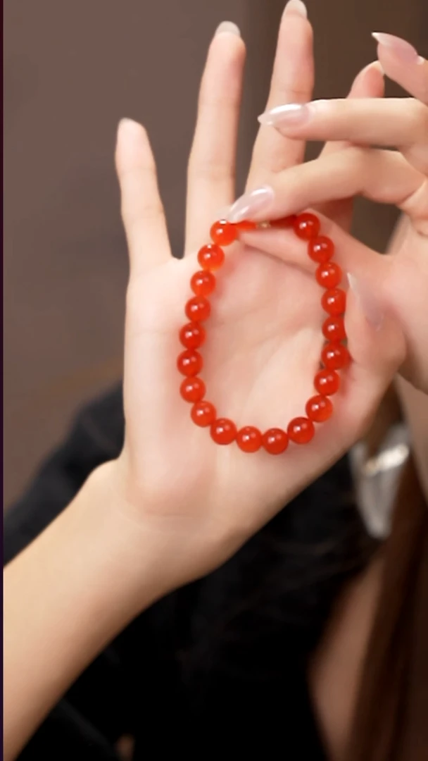 18K金镶嵌手串南红玛瑙河湾冰红8.8 工厂抛货不退不换多样性发其1