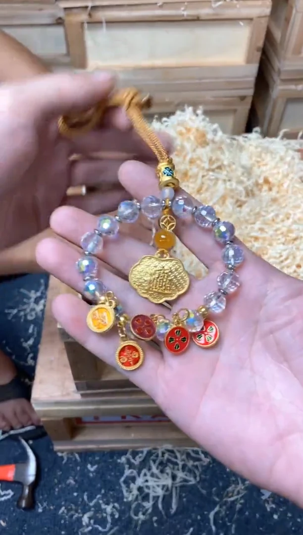 五路财神水晶车挂高品质平安招财汽车包挂通用新中式