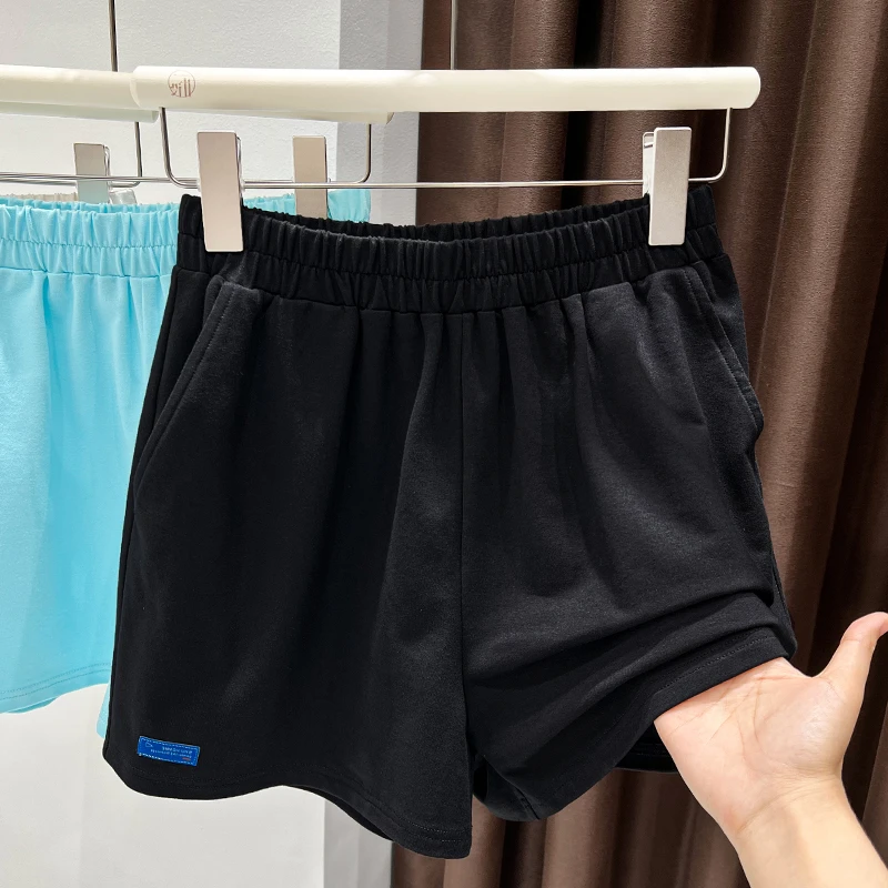 2025新款夏季黑色洋气阔腿短裤女极简风宽松百搭微弹力薄款三分裤