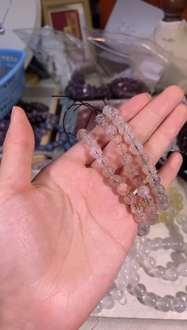 水晶手串未镶嵌127黑金超