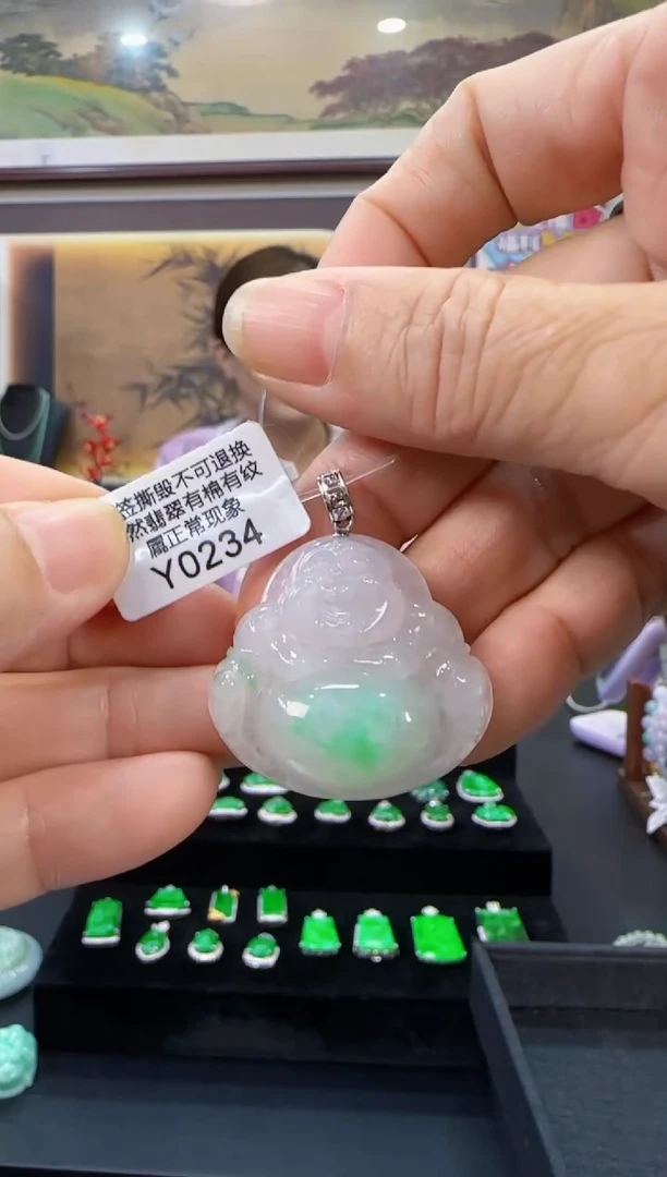 颈饰18K金镶嵌翡翠Y0234佛公