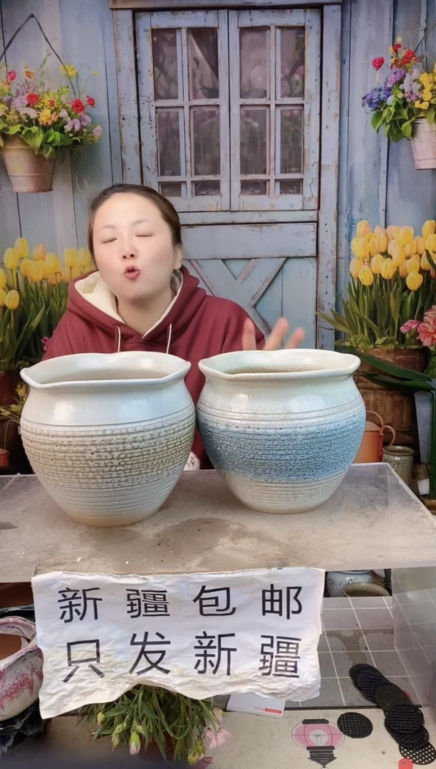 010 荷叶口蓝白两个装 口20高18