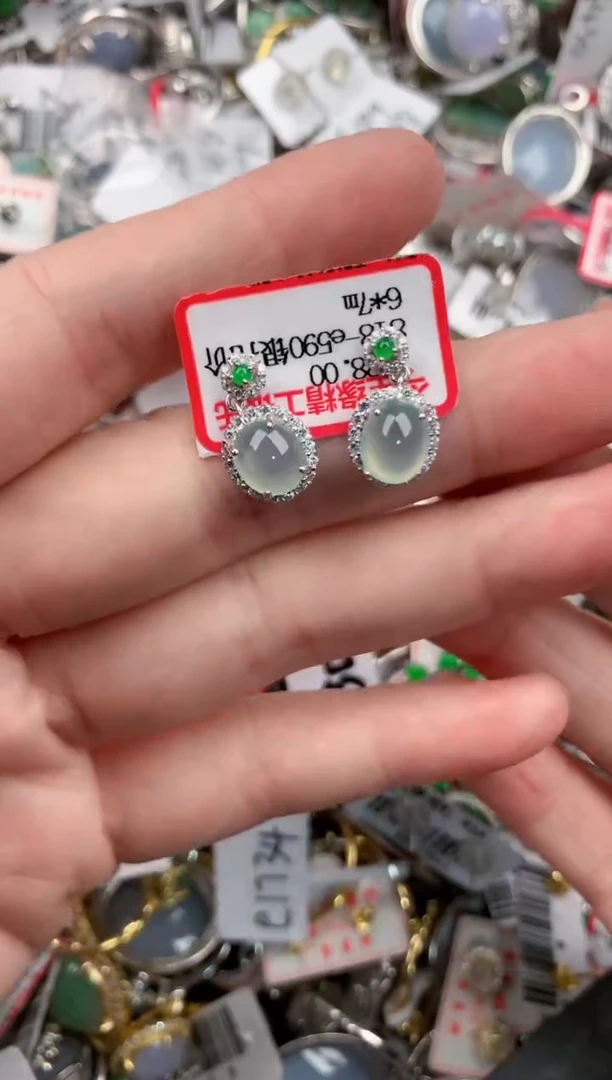 银S925镶嵌戒指翡翠12            1