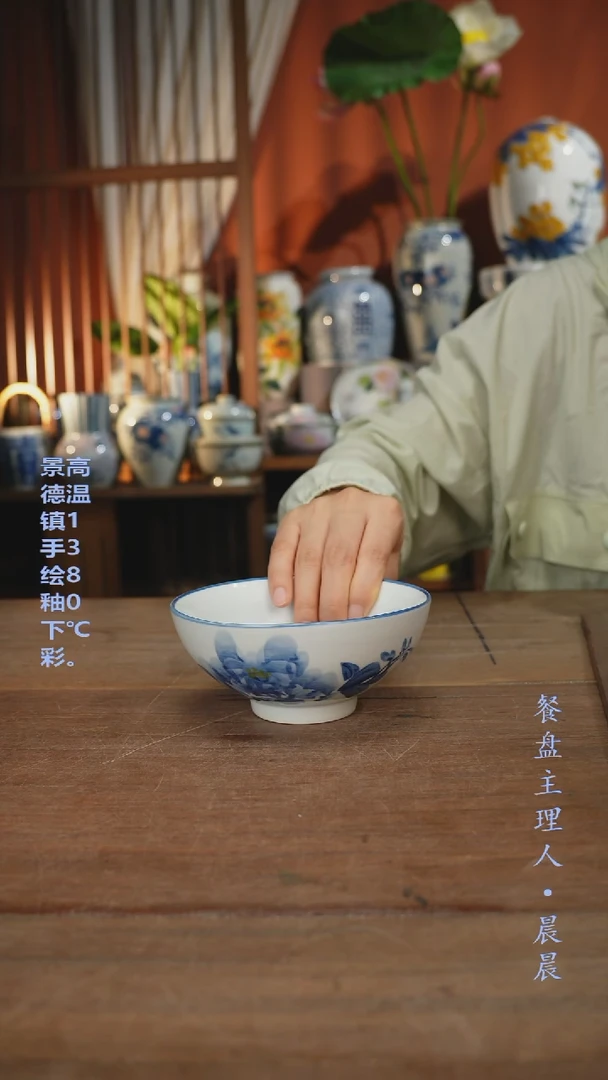 瓷片【简家甄选】景德镇设计师釉下手绘陶瓷餐具