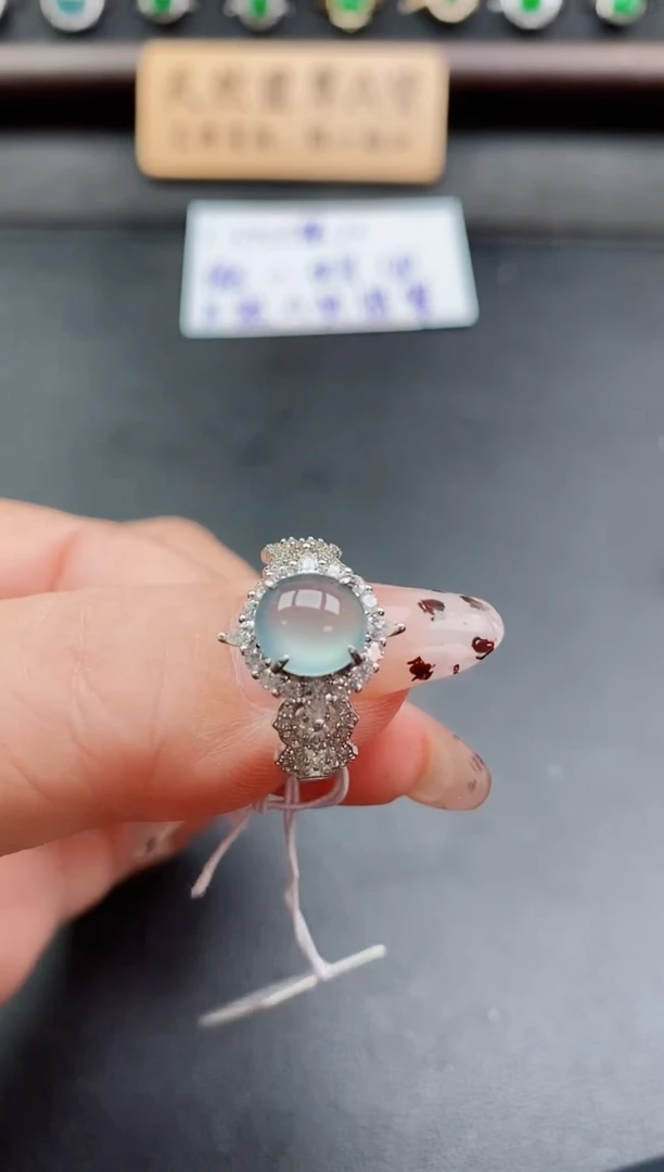 银S925镶嵌戒指翡翠1