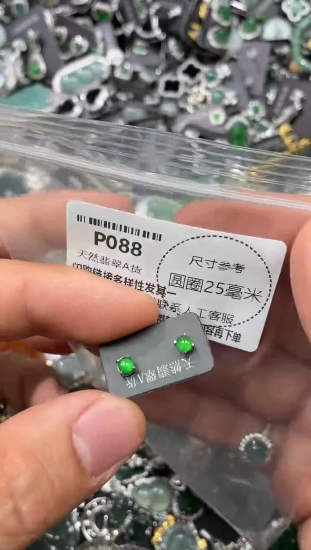 翡翠未镶嵌颈饰P088耳钉