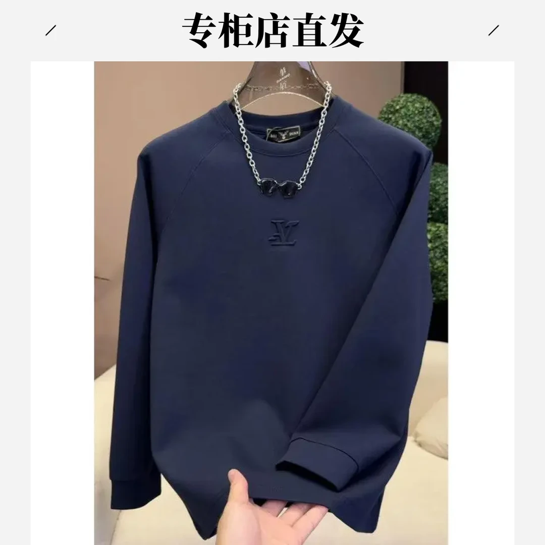 长袖秋季男士修身型圆领卫衣秋冬套头加厚加绒宽松186