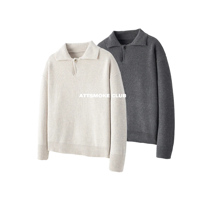 【线上商店】美式Cleanfit针织衫休闲秋冬老钱风高智感翻领毛衣上衣