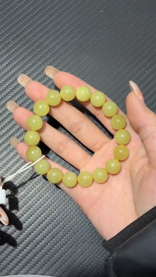 未镶嵌手串和田玉若羌黄口微色差卡11手串