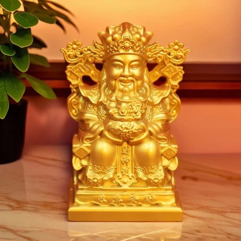 開【师傅推荐】金色笑脸小财神摆件手把件家居茶台装饰创意雕刻摆件