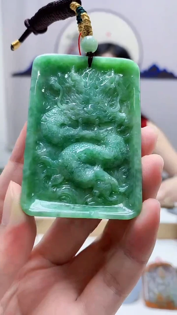 未镶嵌定制翡翠4852zm-毛货挂件17龙牌