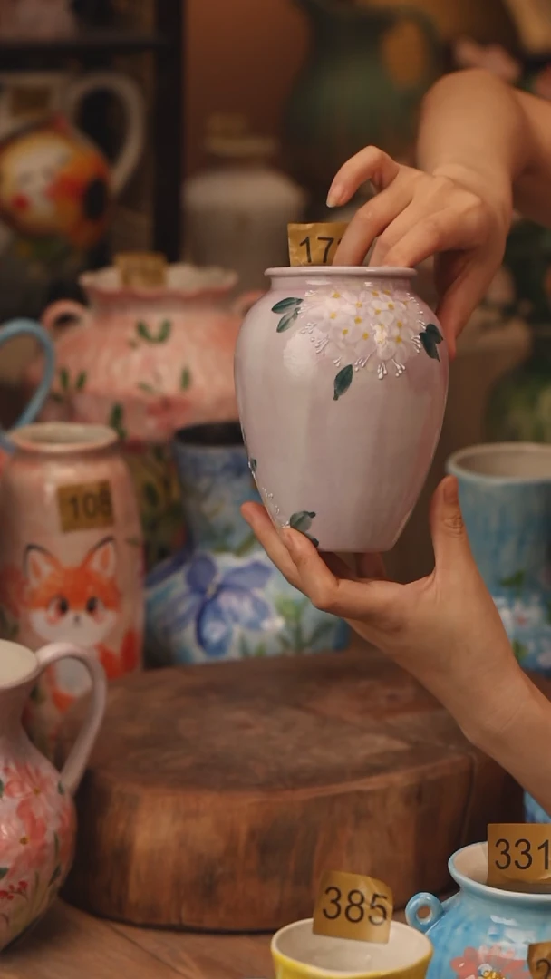 陶瓷172景德镇设计师手作花器摆件侘寂风