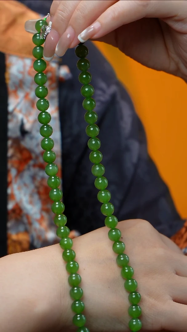 和田玉（碧玉）未镶嵌项链碧玉项链7-8mm 多样性发其一