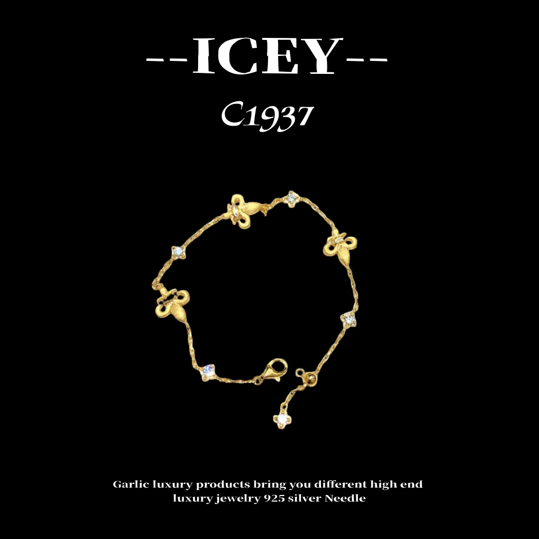 合金石英石手链 镀K金 ICEY设计素款简约时尚轻奢手链--C1937