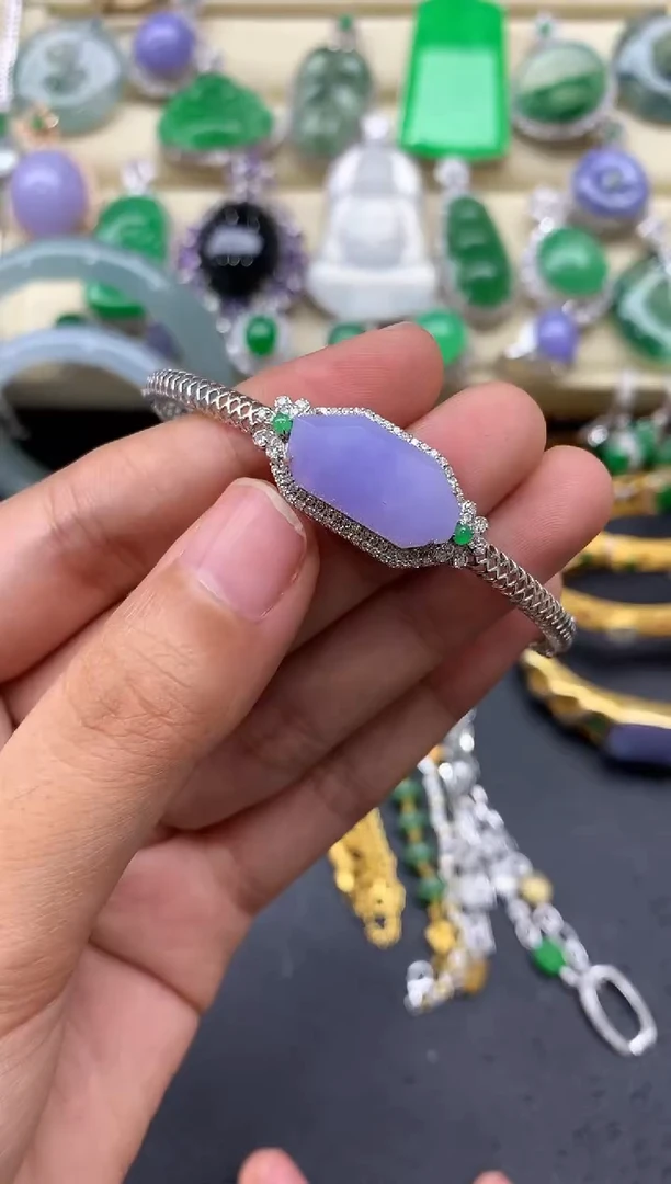 翡翠手镯18K金镶嵌474-中国好珍宝