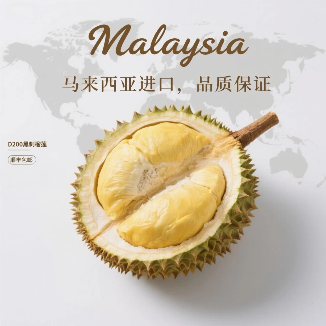 正宗马来西亚黑刺榴莲D200进口液氮整果冷冻带壳节日送礼顺丰包邮
