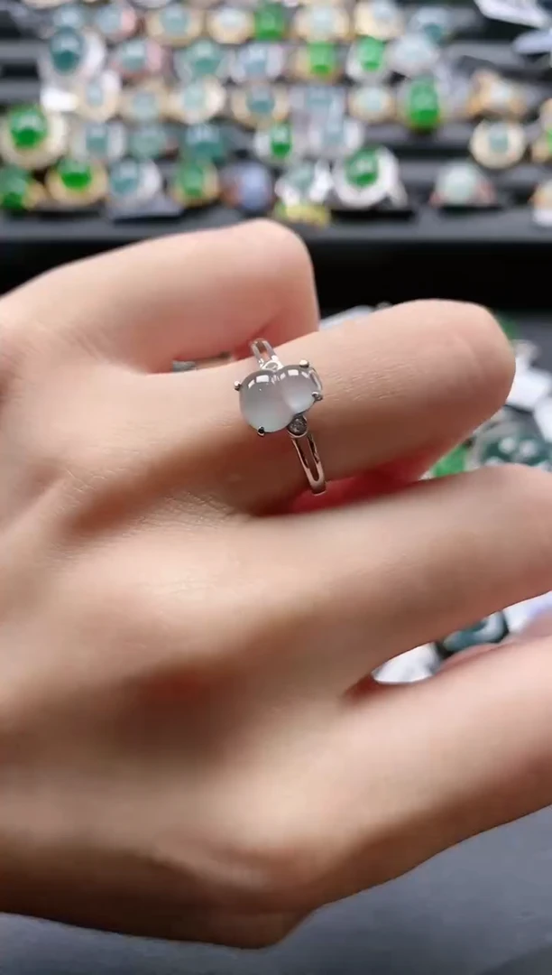 【闪购商品】翡翠戒指银S925镶嵌5151-10