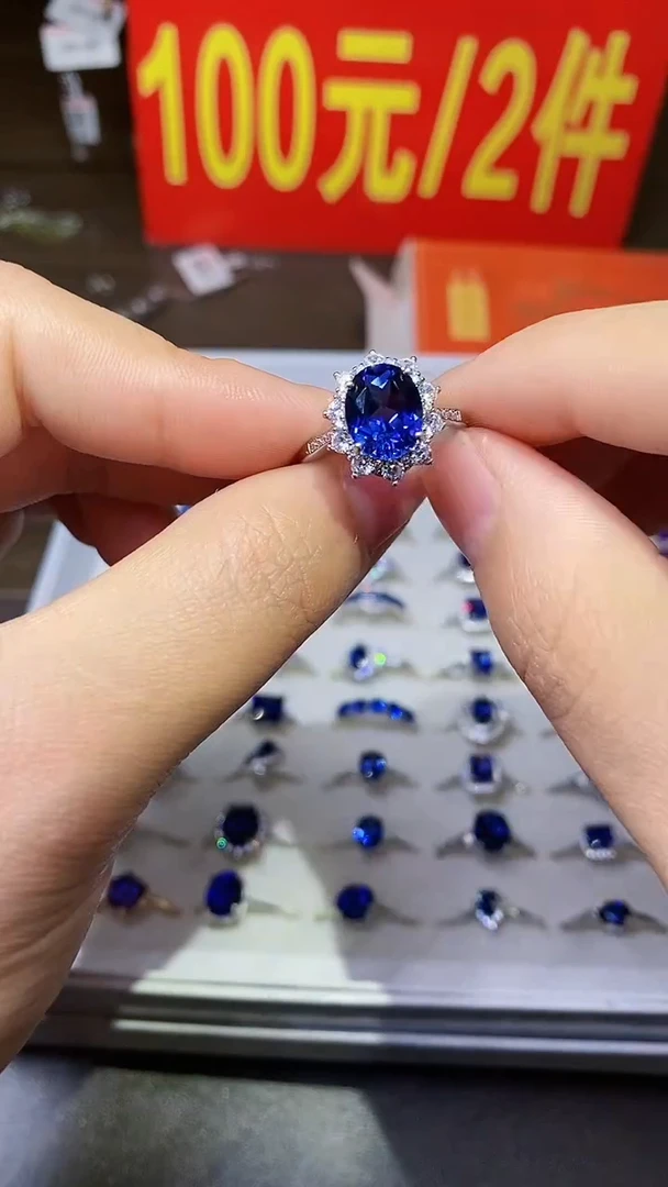 【闪购商品】蓝宝石戒指银S925镶嵌.......