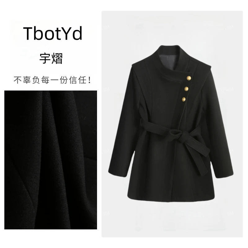 2025早春过年穿搭休闲百搭款直角肩毛呢中长款收腰高级感外套