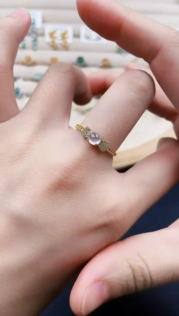 翡翠戒指银S925镶嵌45