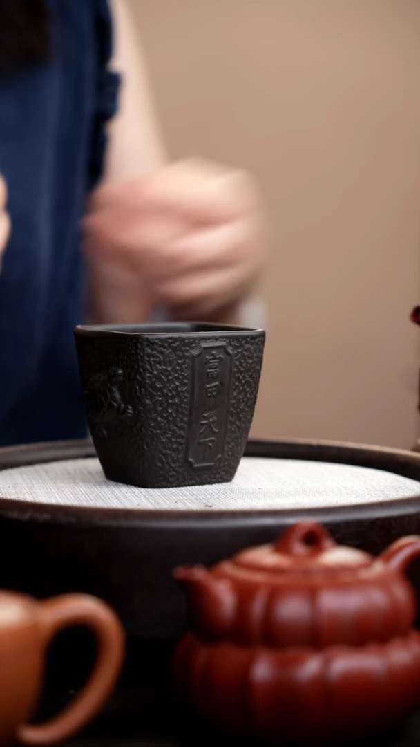 茶壶紫砂石黄四方富甲杯