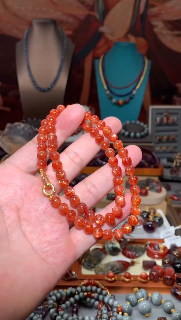 未镶嵌项链长石金太阳7mm+