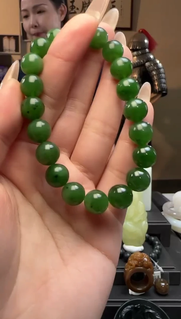 【闪购商品】和田玉碧玉圆珠未镶嵌手串