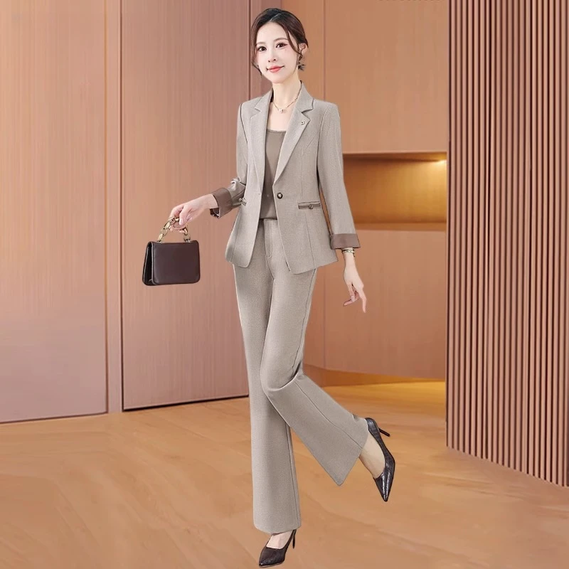 阔太太新中式国风一整套女春2025新款职业重要场合轻奢西装两件套