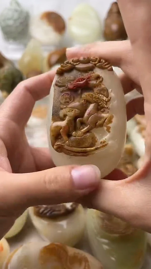 石材古青石棉纹正常不退换三羊开泰