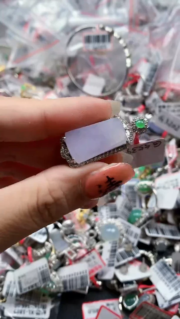 银S925镶嵌戒指翡翠天然A货缅甸翡翠