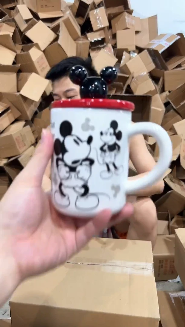 瓷片原盒米奇手稿带盖杯
