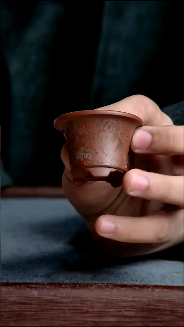 紫砂花盆4*3内径紫砂花盆【狗】