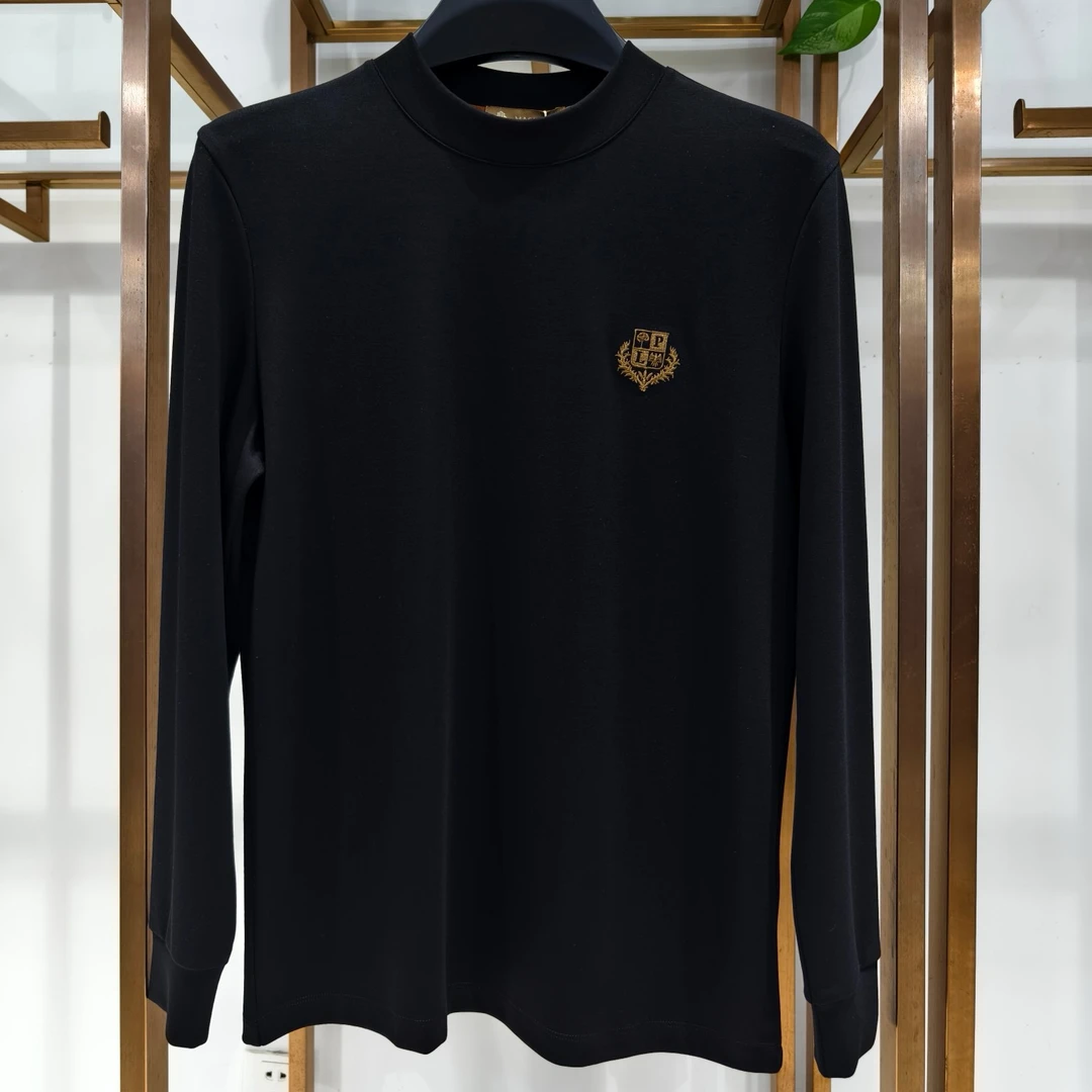 77005 常规日常纯色长袖通用印花常规款欧美简约T恤