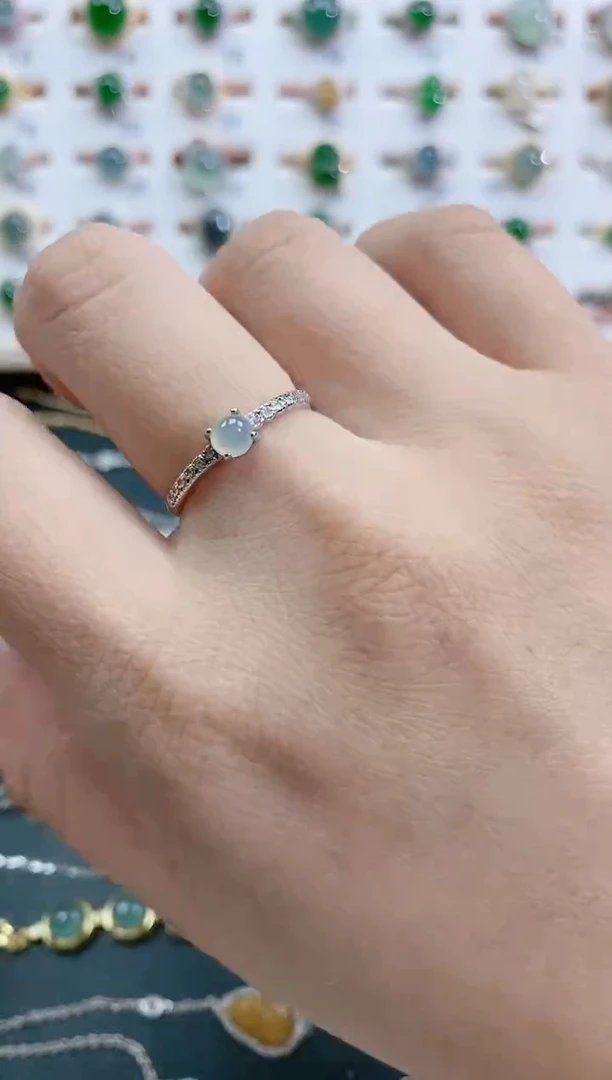 银S925镶嵌戒指翡翠天然翡翠