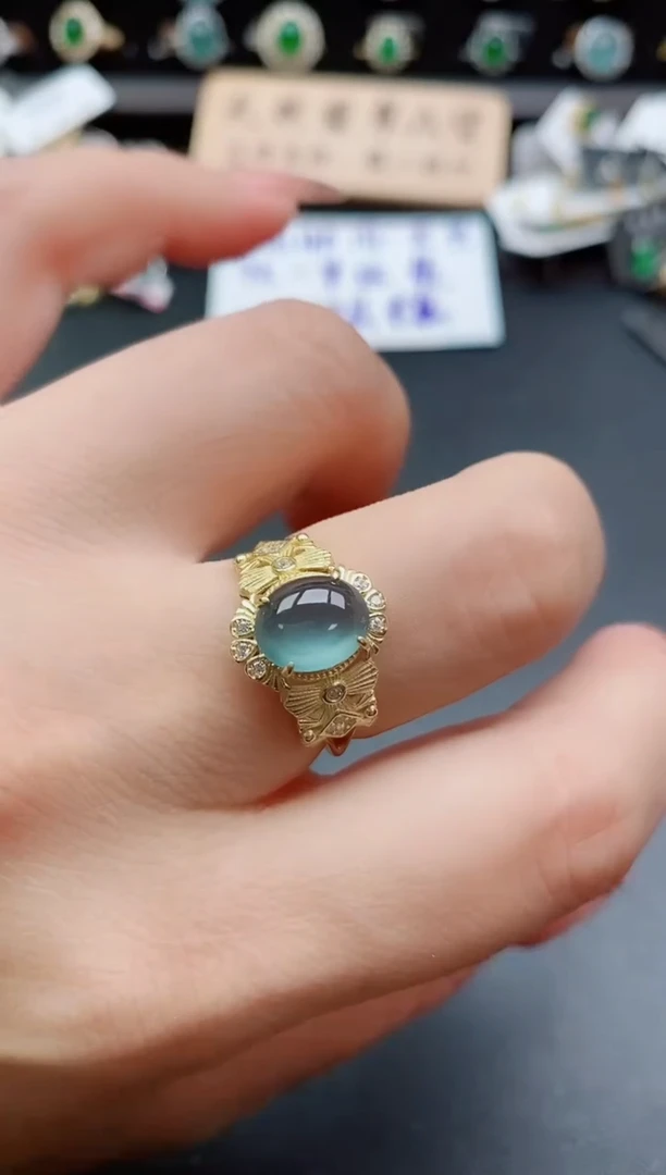 银S925镶嵌戒指翡翠1