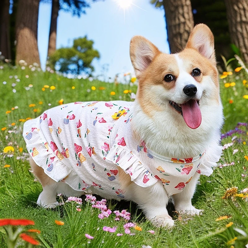 宠物狗狗公主裙夏天衣服漂亮裙子薄款防掉毛背心柯基中型犬衣服